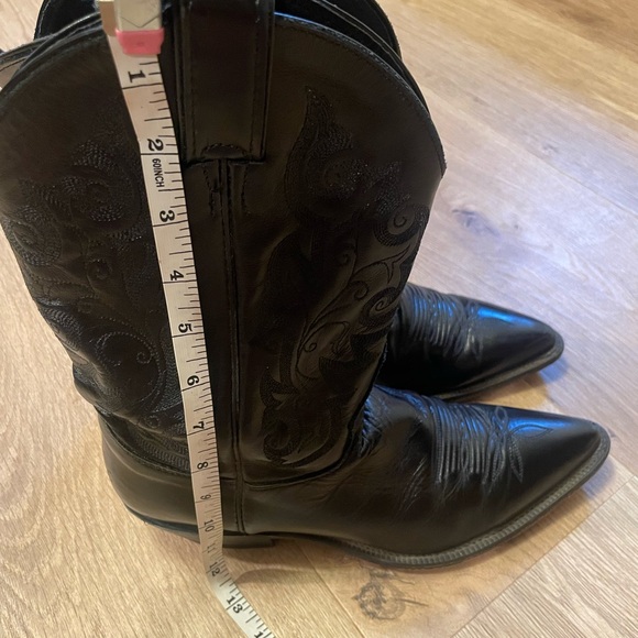 Justin Boots Black Leather Cowgirl Boots - Picture 8 of 9